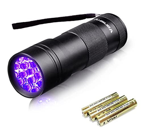 Vansky UV Taschenlampe Schwarzlicht 12 LEDs | Haustiere Urin Detektor für Eingetrocknete Flecken Ihrer Hunde, Katzen und Nagetiere | 3xAAA Batterien