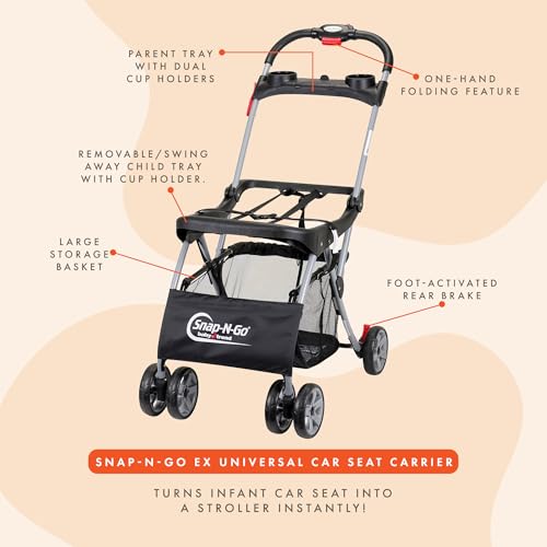 Baby Trend Snap N Go EX Foldable Universal Infant Car Seat Carrier, Black - image 4