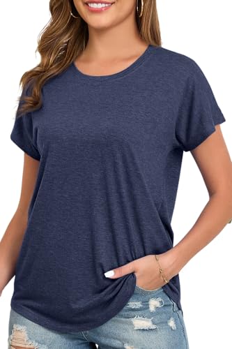 Image of Womens Summer Short Sleeve Tops High Low Loose Casual Basic T-Shirt
