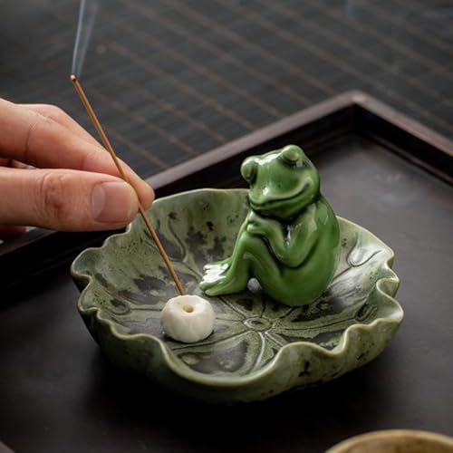 Support parfum en céramique vert de grenouille pour table à thé - 8