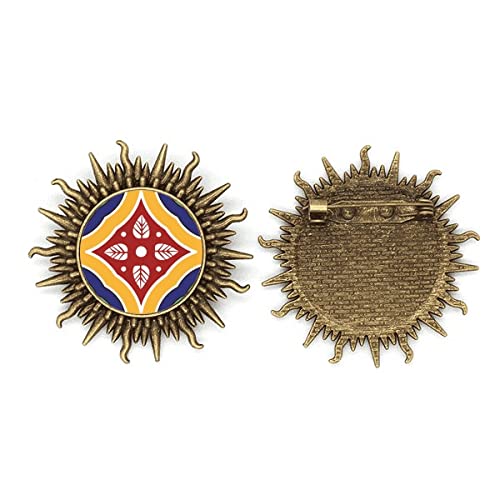 Broche décorative en métal Talavera avec motif soleil et crochet pour décoration