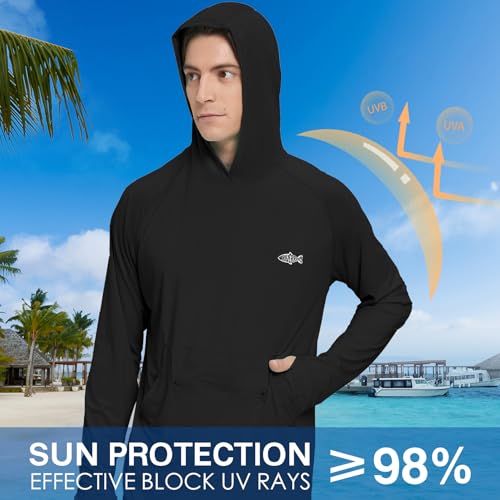 Riverruns Men's UPF 50+ Sun Protection Hoodie Fishing Shirt Cooling Quick Dry Rash Guard Long Sleeve3