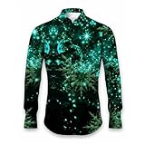 Generisch Camisa de ocio para hombre de manga larga de Navidad, camisa de manga larga con botones para Navidad, fiesta, ajustada, sin planchado, camisa de negocios, camisa de manga larga, camisas