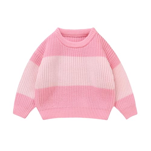 Baby Boys Girl Knit Sweaters Long Sleeve Round Neck Striped Pullover Sweatshirt Infant Fall Winter Tops