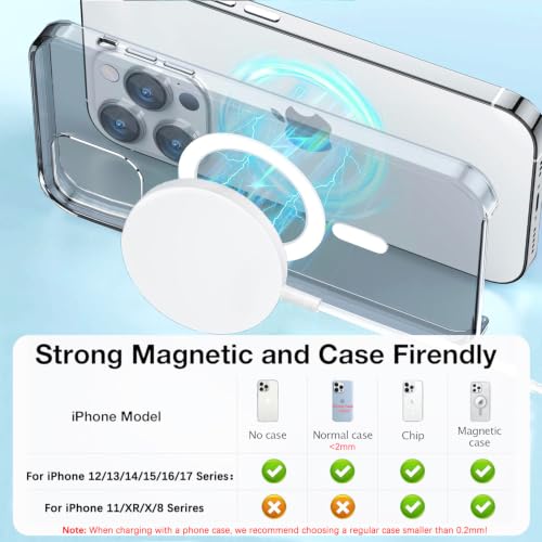Image of 【Apple MFi Certified】Magnetic Wireless Charger,2Pack 10FT Apple Mag-safe Charger,Fast MagSafe Charging Wireless iPhone Charge Pad USB C Block Adapter for iPhone 17 Pro Max /17e /Air /16 /15 /14 /13,Air-Pods