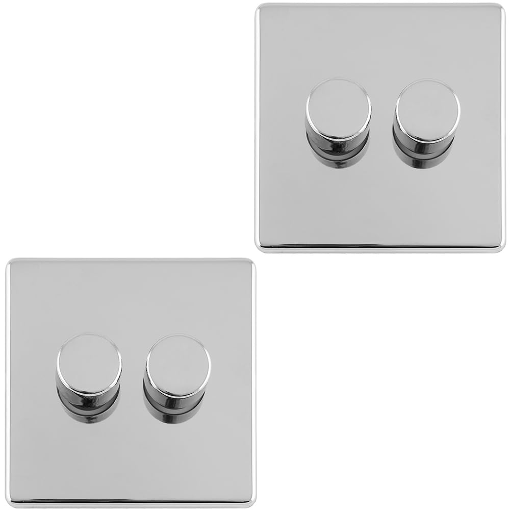 Variateur LED chrome poli avec plaque murale décorative épurée