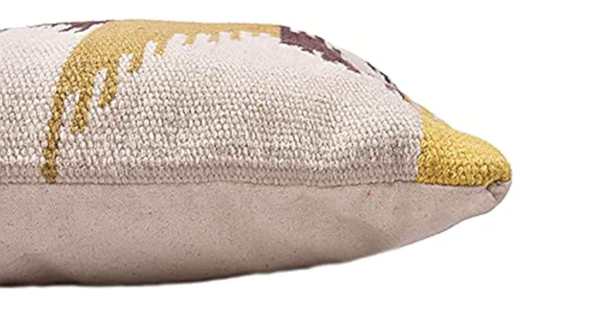 Beige & Yellow Flatweave Wool Cushion Dhurrie