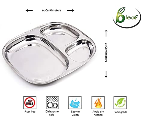 Image of BLeaf Stainless Steel-Section Plate (Triple Sections)