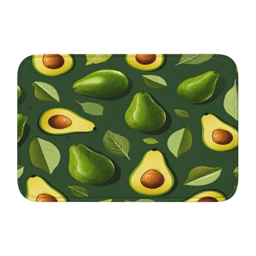 NHKDY Felpudo diseño de Hojas Verdes de Aguacate, Lavable, para Interiores y Exteriores, 40x60 cm, para Entrada Principal, Antideslizante, Fino, para baño.