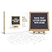 Felt Letter Sign Board 10 x 10 inches with Wooden Tripod Stand Classy Gray Felt 340 Changeable White Plastic Letters Gift Box Packaging Oak Frame Wall Mount Hanger Drawstring Storage Bag Perfect Gift