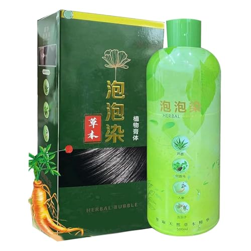 Erconsso Champú de tinte para cabello negro,Champú de tinte para cabello gris, 3 en 1 para teñir el con burbujas - duradero para teñir el largo para ancianos, hombres y