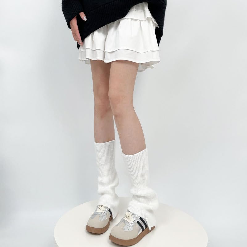 heyheyshine Women's Y2k Leg Warmers Vintage Knit irregularly Solid Color Leg Warmers Japanese Kawaii Accessories3