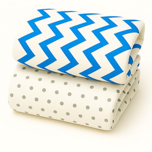 Image of Organic Cotton Muslin Pack of 2 Baby Bath Towel Cotton Cloth Premium Baby Washable, Reusable, Absorbent, Extra Soft 120 X 120 Cm Grey Dot & Blue Zig Zag (Minor Manufacturing Irregularity)
