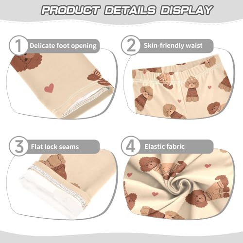 Girls Basic Leggings Baby Girls Pants Poodle Dog Soft Footless Stretchy Tights Pants 4-10Y3