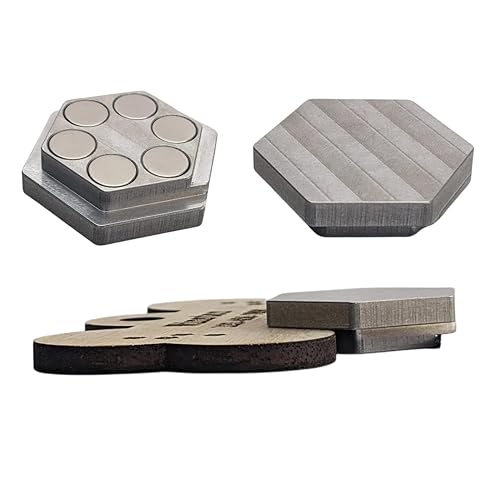 Hex Metal Magnetic Hold Downs for Laser Cutting - Compact - Optimized for Glowforge and Thunder Laser Machines - Durable Aluminum - USA-Made (Hex)