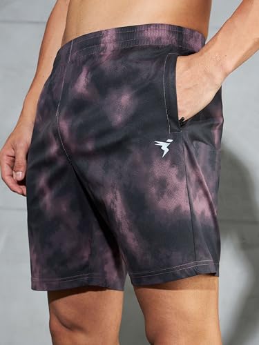 Image of TECHNOSPORT Men's Regular Fit All Over Print Stretchable Shorts with Quick Dry, Anti Odour for Gym, Sports and Regular Use