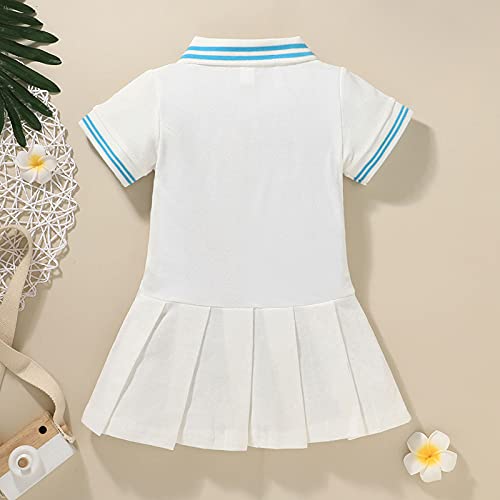 Mlpeerw Toddler Baby Girl Sport Tennis Dress Summer Short Sleeve Collar Button Pleated A Line One Piece Dress Skirt Outfit thumb #3