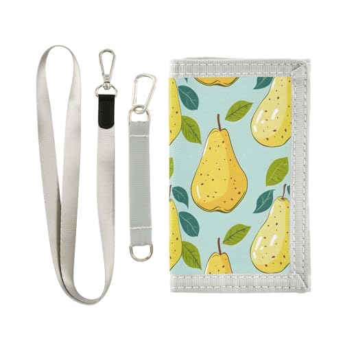 ALAZA Kids Wallets for Boys Girls Toddler Trifold Wallet Children Small Pear Hand Drawn with Zipper Coin Pocket