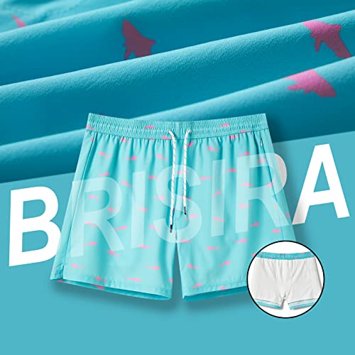 Brisira Swim Trunks Men Quick Dry Swim Shorts 5 Inch Inseam Stretch Water Beach Shorts With Compression Liner Zipper Pocket #TOP1
