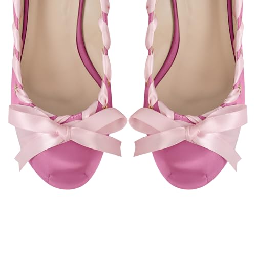 Image of Platform Heels Chunky Bow Ribbon Pumps