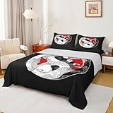 Erosebridal Yin Yang Sheet Set Full Size,Japanese Style Bed Sheets for Kids Boys Girls Gossip Koi Couple Fish Decor Fitted Sheet,Chinese Taiji Flat Sheet Black White Red Home Room Decor 4Pcs…