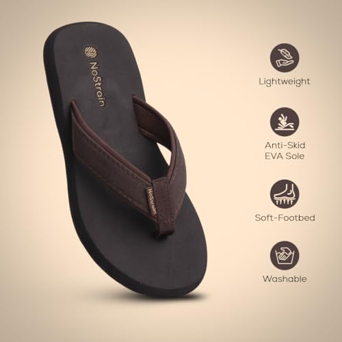 Image of NoStrain Men's Canvas Slippers, Flip Flops & Chappal - Angular Fit