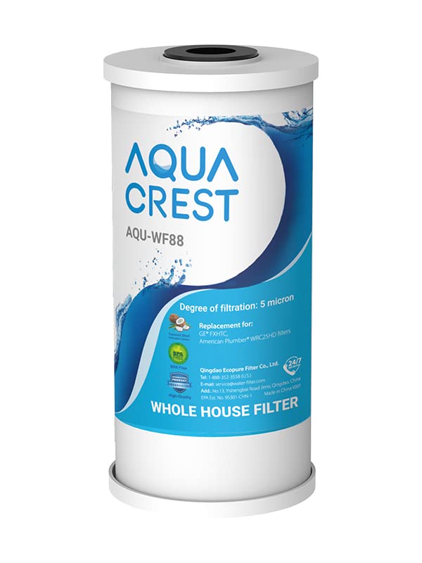 Image of AQUACREST FXHTC 5 Micron 10 inch x 4.5 inch Whole House Water Filter, Replacement for GE FXHTC, GXWH40L, American Plumber W10-PR, W10-BC, RFC-BBSA, GXWH35F, W50PEHD, Pack of 1
