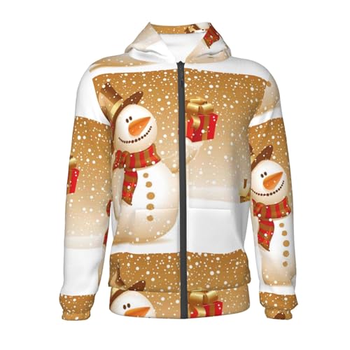 Christmas Snowman Gift Kids Pullover Hoodies Boys Zip Up Sweatshirts Girls Athletic Clothes with Pocket2