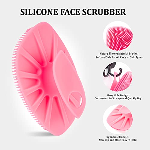 HieerBus Silicone Face Scrubber, Facial Cleansing Brush Silicone Face Wash Brush,Gentle Exfoliator Pad & Massager, for Men Women Cleansing and Exfoliating(Blue+Pink)… - Image 6