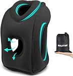 Maliton Oreiller de voyage gonflable pour avion (noir) - Dormir confortablement pour soulager le cou, Douleurs de selle, Oreil gonflable tête de soutien pour longs vols,Utilisé pour avions,Bureau