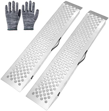 BEJONI 47" L × 9" W Steel Loading Ramp, 1300 lbs/PR Capacity, Anti-Slip Tailgate Ramp with Punch, Portable Ramp for Motorcycle, ATV, Truck, Quad, Lawn Mower, Snow Blower, Pack of 2