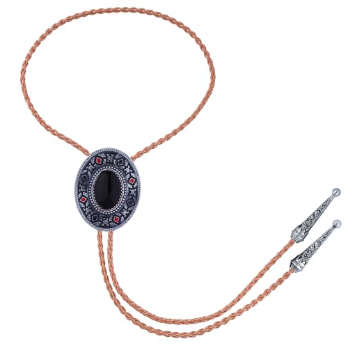 Image of Btilasif Bolo Tie Brown for Men, Scorpion Luminous Stone Cowboy Tie Western Leather Necktie Necklace for Women