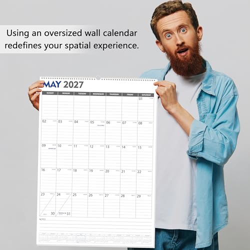 Image of GuassLee Large Wall Calendar 2026-2027, 22 inchx15 inch Vertical Wall Calendar 2026, Jun. 2026 to Dec. 2027, 19-Month Paper Hanging Planner Wall with Julian Date for Office Home Planning & Organizing