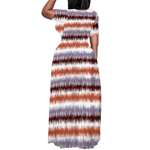 Image of PinkPatty Plus Size Maxi Dress for Women Summer Casual Short Sleeve Tshirt Dresses with Pockets (XL-6XL)