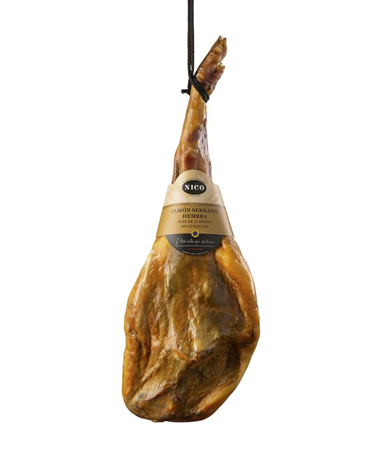 NICO Jamones - JAMÓN SERRANO HEMBRA - 6.5Kg - 12 meses de curacion minima