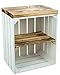 Sitzkiste Ablagetisch Sitzkiste aus unserer Johanna Obstkiste und massiven Holzplanken Schuhablage Schuhkommode Hocker aus Holz Maße 40 x 29 x 53cm L x T x H (weiss und geflammt)