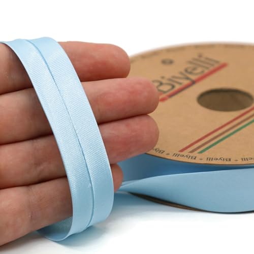 Image of Fold Satin Bias Tape - 99+ Colors - 3 /4 Inches Wide - 27 Yards - Fold Satin Binding Bias Ribbon Fabric Piping Bias Binding Tape for Sewing Clothing DIY (11. Baby Blue) BYS04