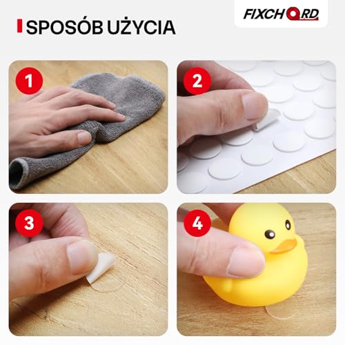 FIXCHORD Dwustronne kropki samoprzylepne, 600sztuk przezroczystych akrylowych kropek kleju, wodoodporne kropki samoprzylepne, usuwalna okrągła szpachla bez śladu, sztuki DIY, dekoracji wnętrz 15mm