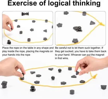 Image of Magnetic Strategy Board Game (24 Pcs) for Kids (6+) & Adults | Fun Family Game with Magnets & Lanyard Rope | Brain Boosting Logic & Reflex Challenge | Travel & Party Game for All Ages
