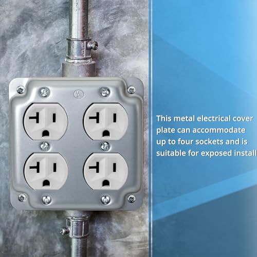 (Pack of 3) 4-Inch Raised Receptacle Cover,for 4 x 4 Inch Metal Receptacle Electrical Box Outlet Box,Silver by XGGYA - Image 3