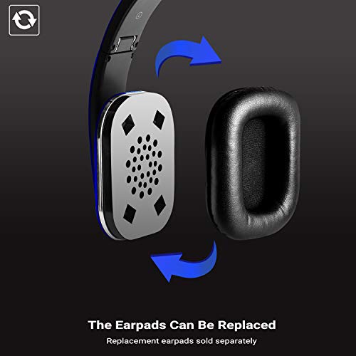 Image of August EP650 Bluetooth Wireless Over-Ear Headphones - Blue | aptX Low Latency, NFC, Multipoint Pairing, Wired Option, Built-in Microphone, Audio EQ
