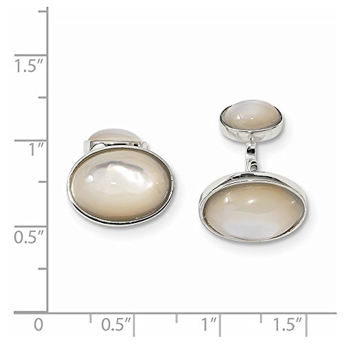 Mancuernillas ovales para hombre plata 925 y nácar miniatura 2