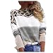 Produktbild IFOUNDYOU Pullover Damen Winter Rollkragen Strickpullover Grobstrick Gestreifter Leopard Drucken Pulli Langarm Warm Strickoberteile Elegant Casual Jumper Pullover Colorblock Lose Langarmshirts