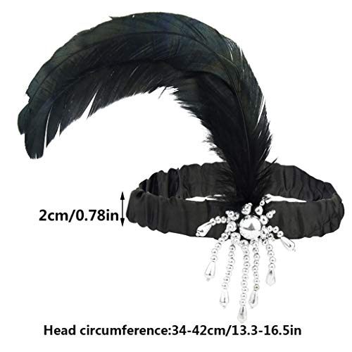Tongcloud 12Pcs 1920S Flapper Headband, Costume Flapper Headpiece For Women, Black Feather Headband, Great Gatsby 1920S Hair Accessory, Vintage Headpiece For Gatsby Theme Party (Black) #TOP1