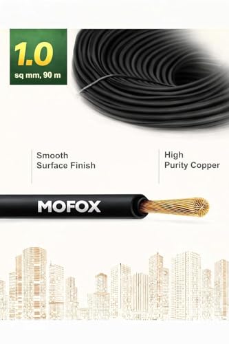 Image of MOFOX Diamond Series FR /FRLS Electrical Wire, Multi-Strand Copper Conductor 90 Meter (BLACK, 1.00 SQ MM)