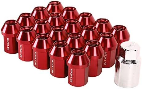 Wheel Lug Nuts for Cama, 20Pcs M12x1.5 Wheel Lug Nuts 35mm 6061 Aluminum Alloy Closed End Replacement(Red)