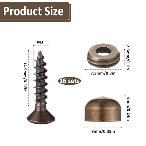 Tornillos decorativos de latón con tapa, pack 16 miniatura 2