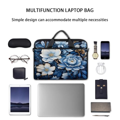 Bolsa para portátil con diseño floral azul 15 pulgadas miniatura 7