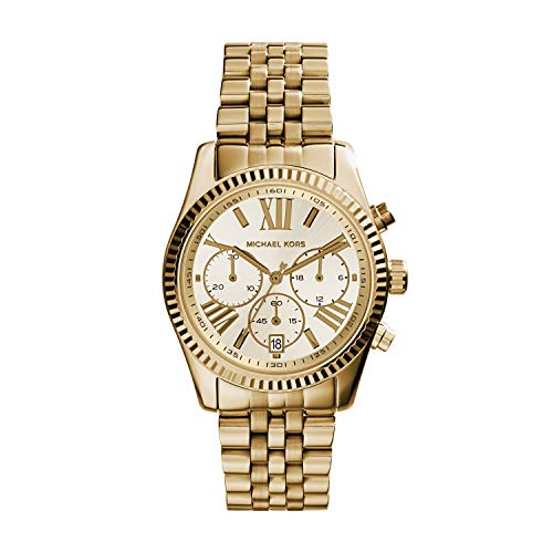 Michael Kors Womens Lexington Gold-Tone Stainless Steel Chronograph Watch