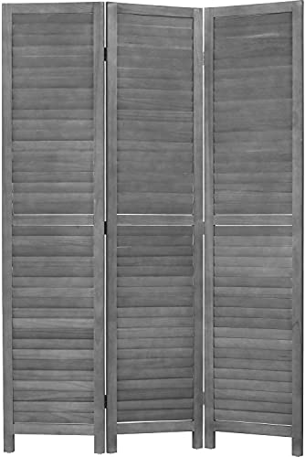 4-Panel Room Divider and Folding Privacy Screen, Weave Fiber Privacy Screen Partitions, Blackout Blinds Decorative Separation Freestanding Wall Divider Wall Divider Room Separator, Gray